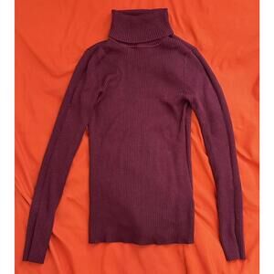 AMBIANCE APPAREL Knit Turtleneck in Burgundy (SMALL)